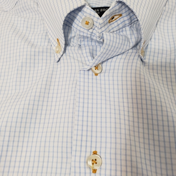 GITMAN BROS for Bruce Baird & Co plaid dress shirt Men's large white & blue - Picture 6 of 7